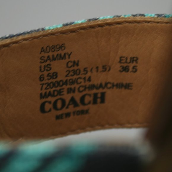 Coach Ladies 6.5 B Sammy Thong Turquoise Blue Zebra Ankle Strap Sandals - A0896 - Picture 8 of 12